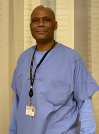 A portrait of patient care technician Darnell Mullins